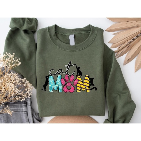 Staci_Santa Other - Cat Mom Sweatshirt,Cute Cat Sweatshirt,Black Cat Shirt,Cat Peeking Sweatshirt